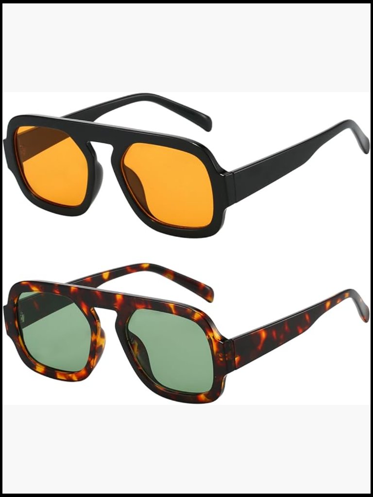 Vintage Square Flat Top Aviator Sunglasses Uv400 Protection For Women